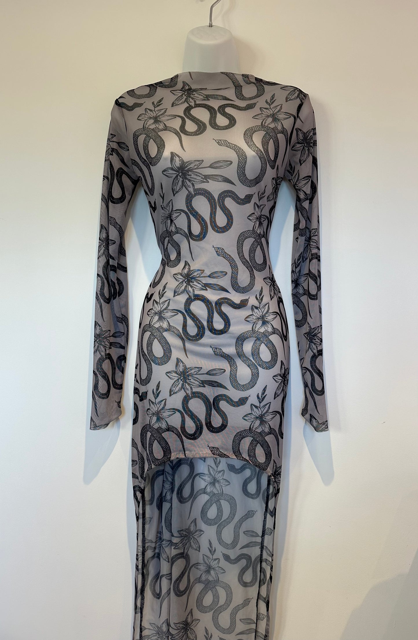 Snake mesh dress asymmetrical- UK10 - riabelle.bespoke
