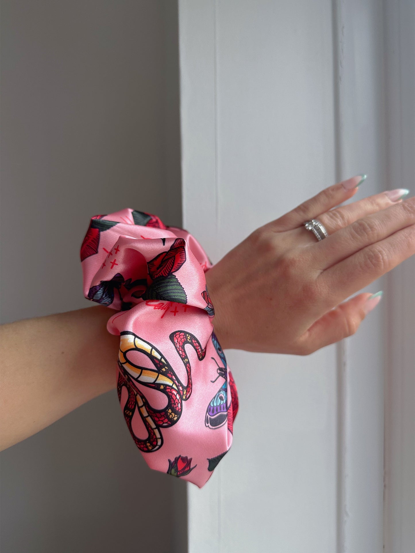 Large satin scrunchie - cobra - riabelle.bespoke