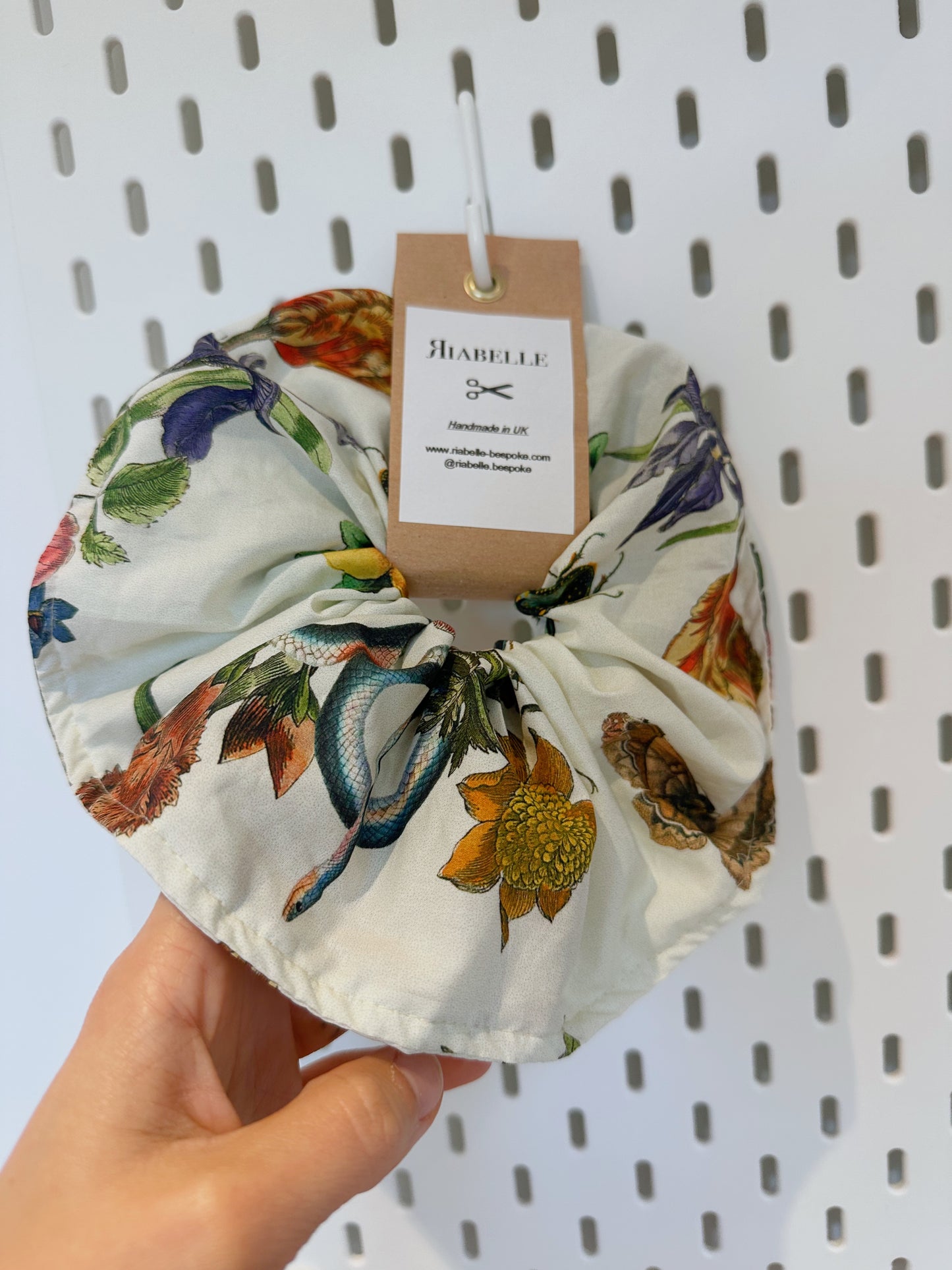 Large scrunchie - white cobra - riabelle.bespoke