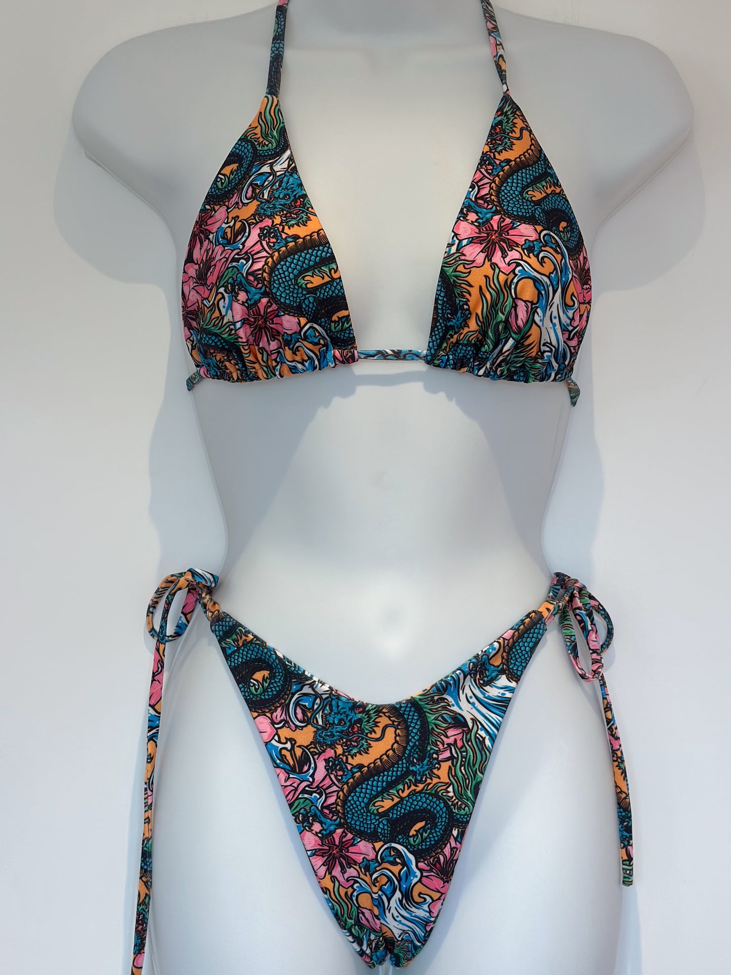 Yellow dragon bikini top - riabelle.bespoke