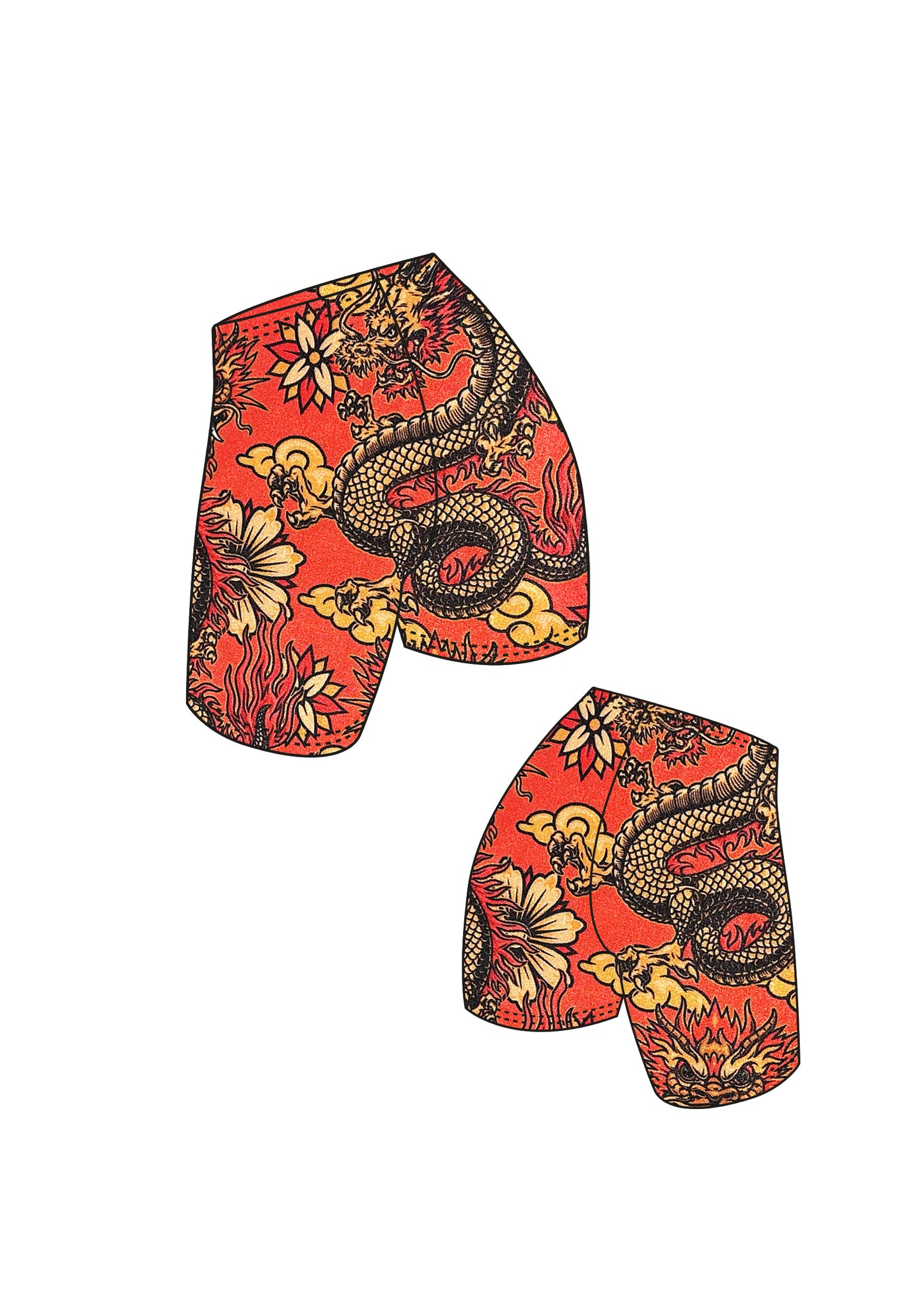 Golden dragon cycling shorts - riabelle.bespoke