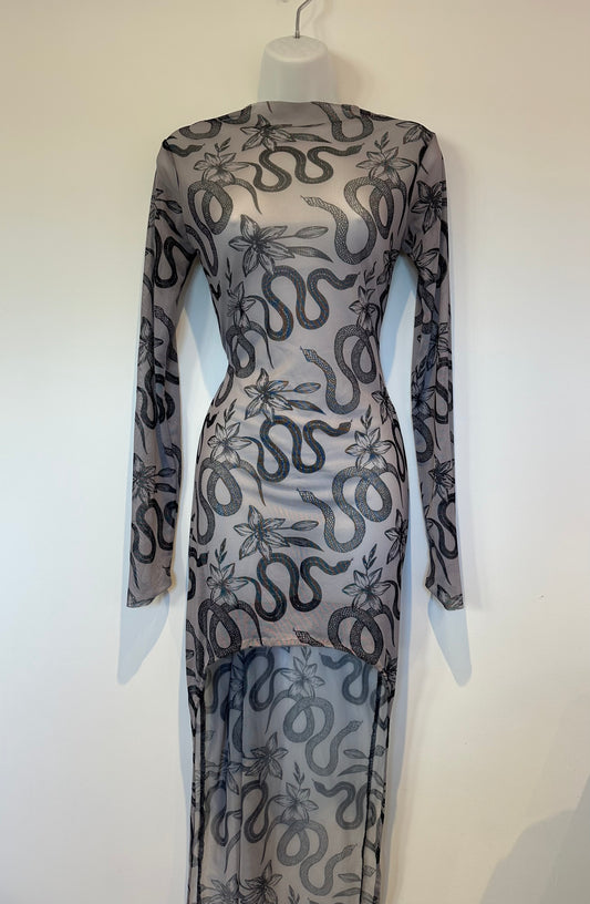 Snake mesh dress asymmetrical- UK10 - riabelle.bespoke